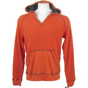 NEW Vintage Tommy Hilfiger Hoodie Sweatshirt! Orange Waffle Weave Tommy Flag